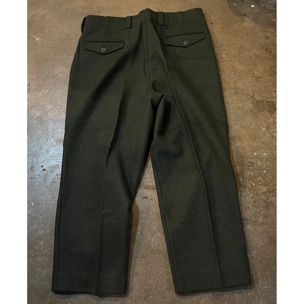Vintage L.L. Bean Heavy Pants Men 40 Green Wool Blend 85% Straight Leg USA Made - Picture 3 of 6